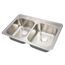Satin Finish Double Bowl 1.2mm Stainless Steel 304 Kitchen Sink